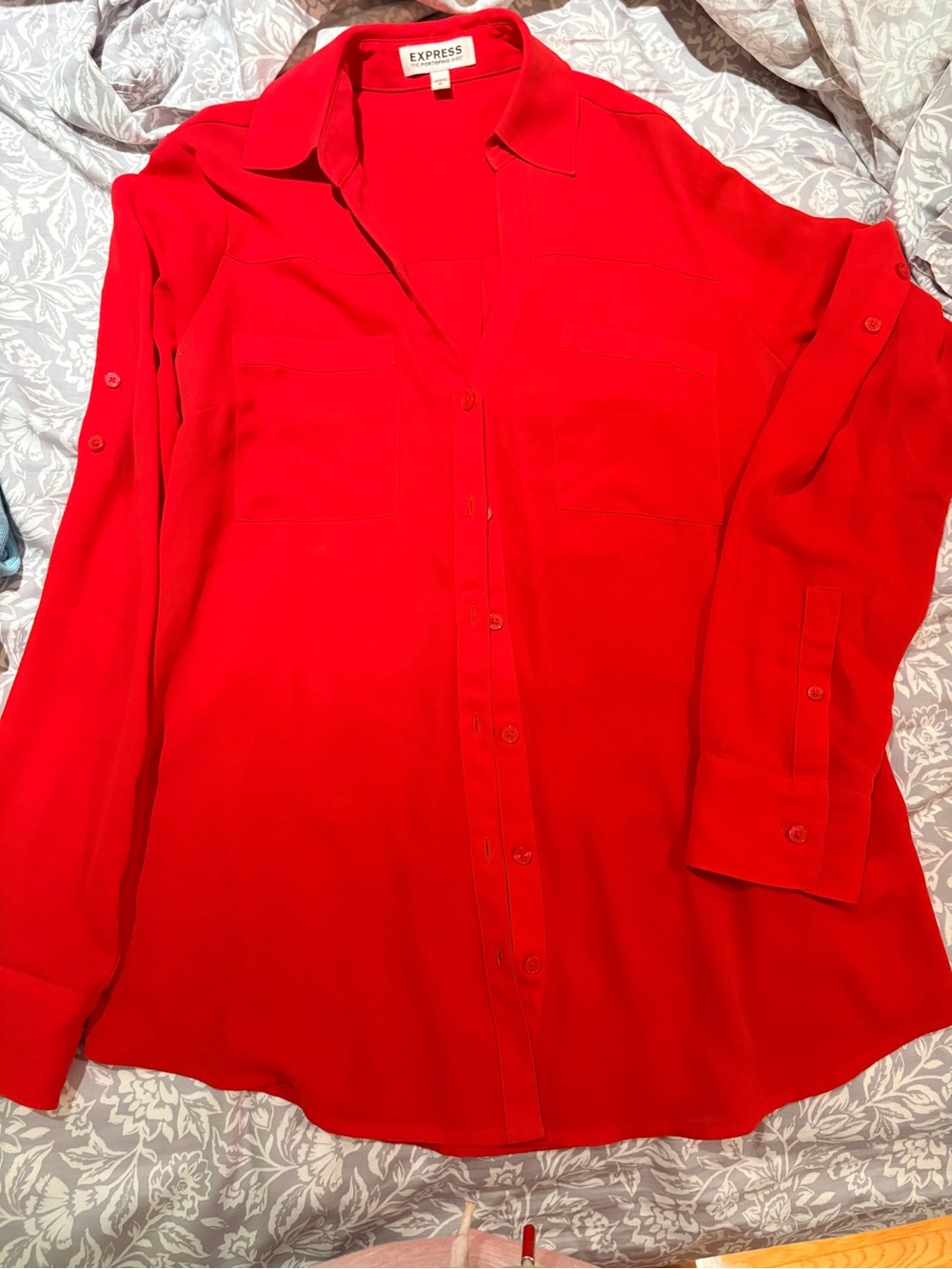 BOGO Express Red Button-Up Blouse